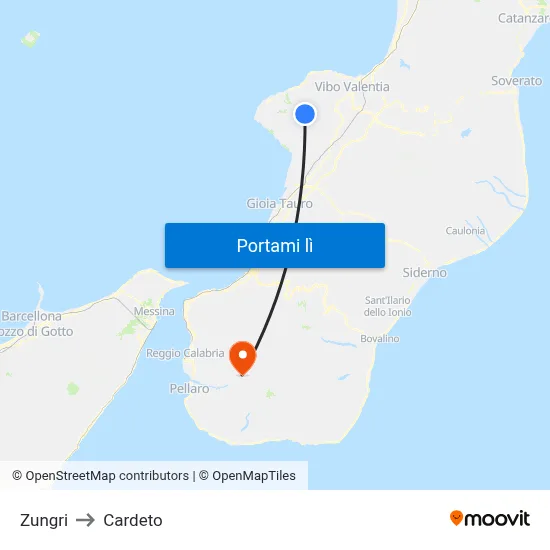Zungri to Cardeto map