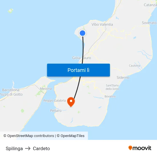 Spilinga to Cardeto map