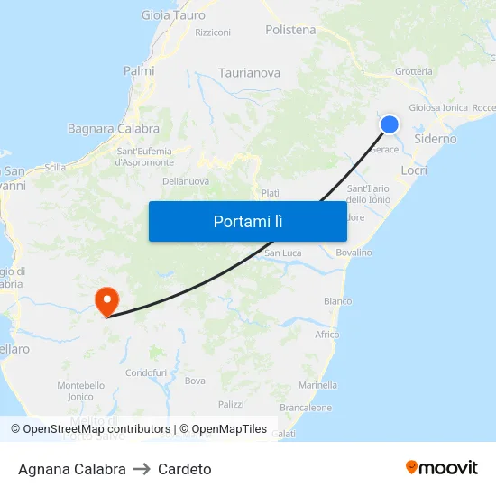 Agnana Calabra to Cardeto map