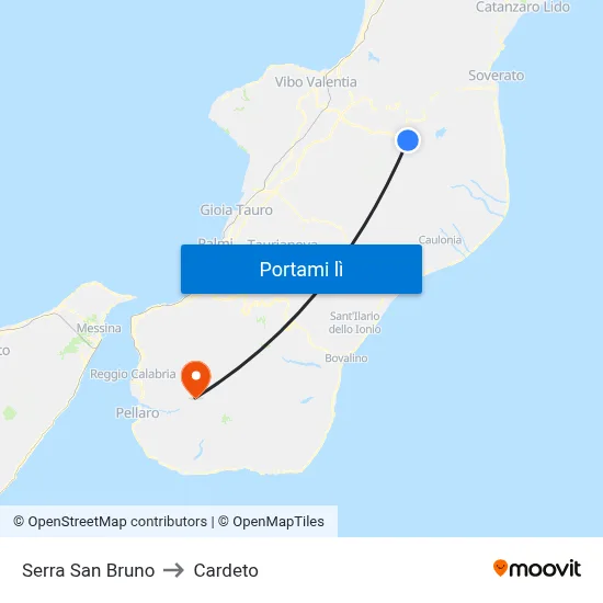 Serra San Bruno to Cardeto map