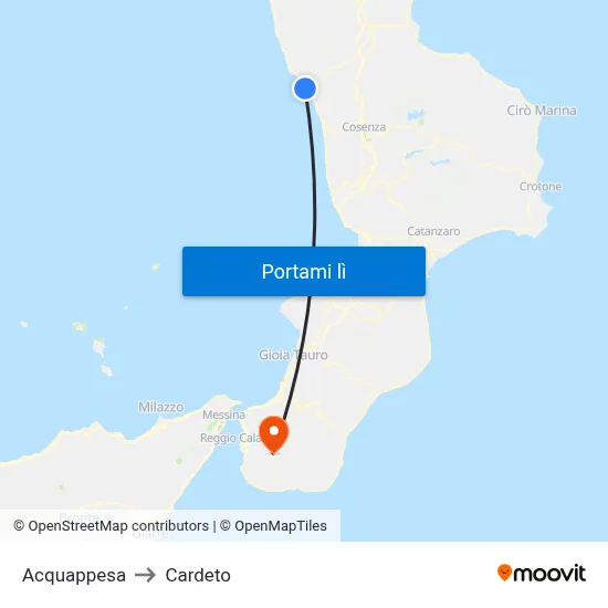 Acquappesa to Cardeto map