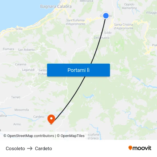 Cosoleto to Cardeto map