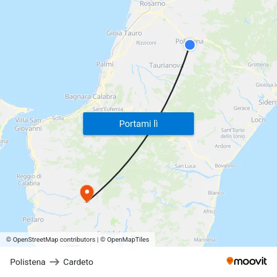 Polistena to Cardeto map
