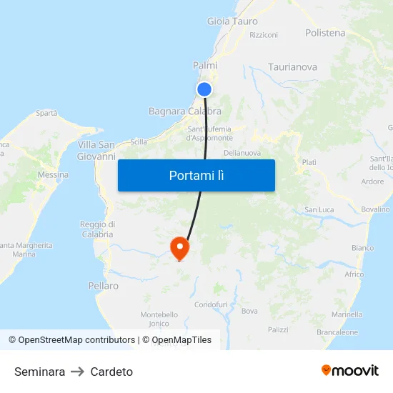 Seminara to Cardeto map