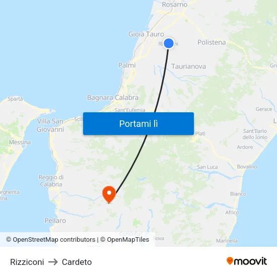 Rizziconi to Cardeto map