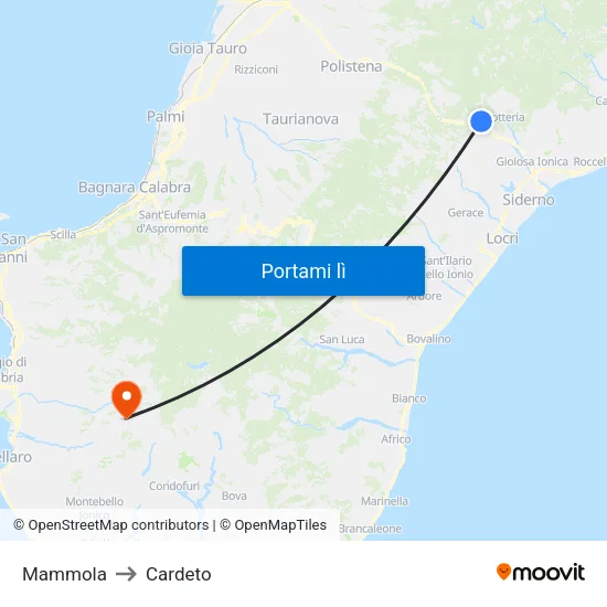 Mammola to Cardeto map