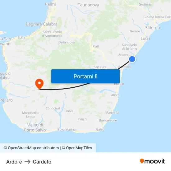 Ardore to Cardeto map