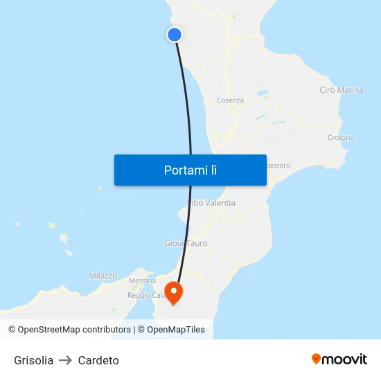 Grisolia to Cardeto map