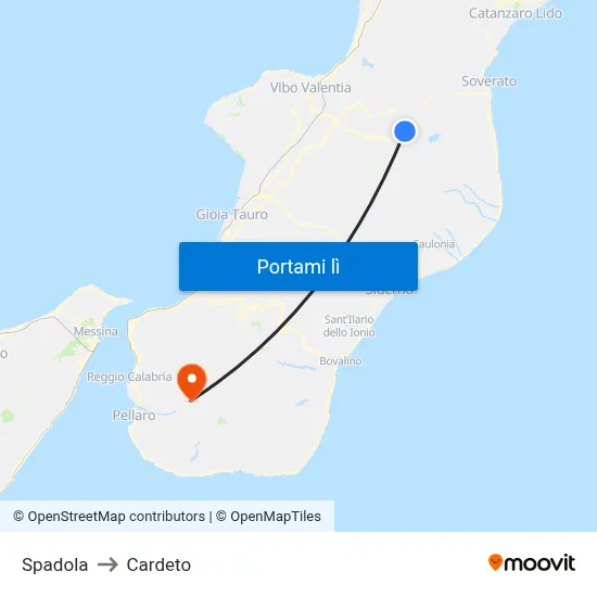 Spadola to Cardeto map