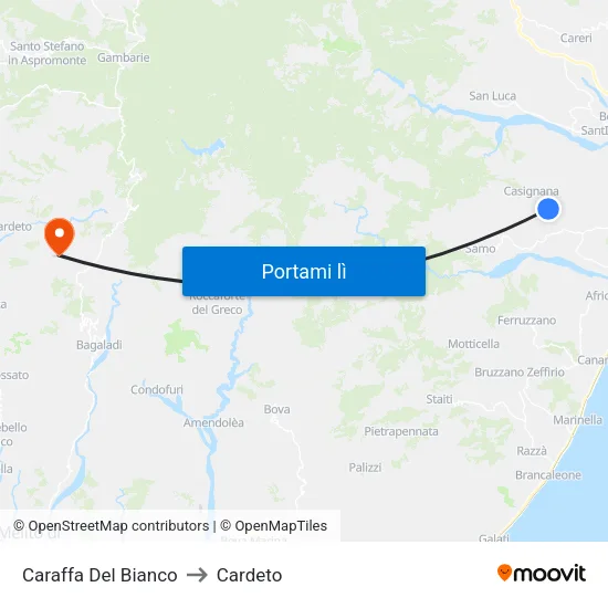 Caraffa Del Bianco to Cardeto map
