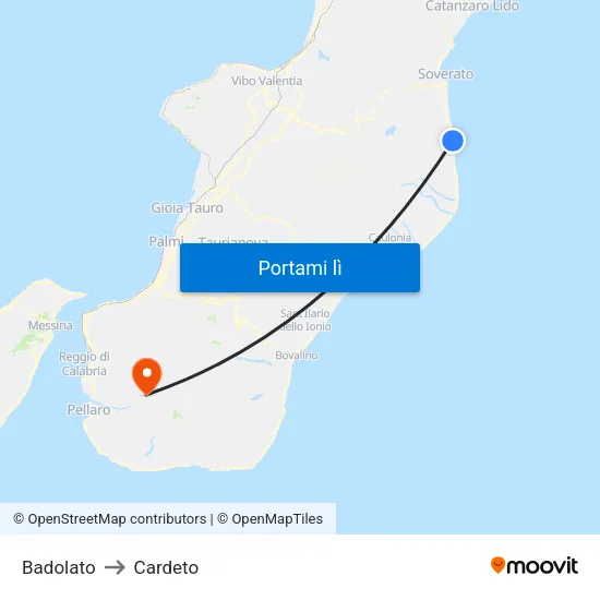 Badolato to Cardeto map