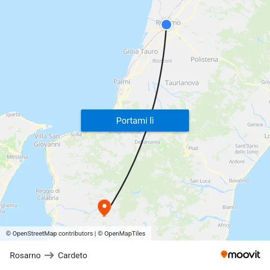 Rosarno to Cardeto map