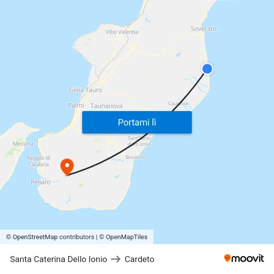 Santa Caterina Dello Ionio to Cardeto map