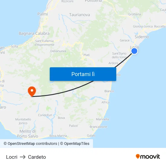 Locri to Cardeto map