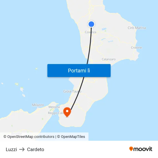 Luzzi to Cardeto map