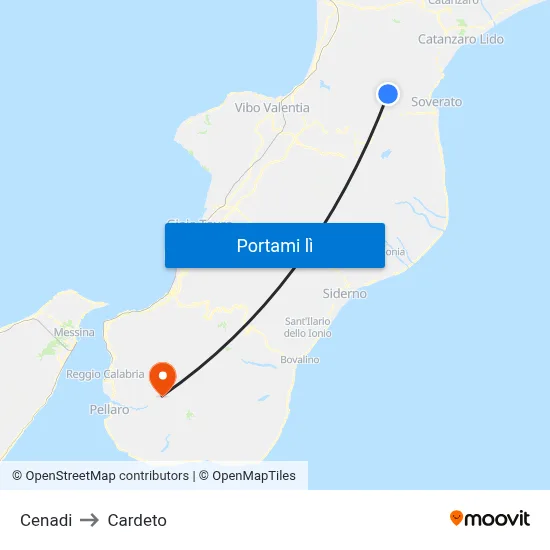 Cenadi to Cardeto map