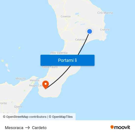 Mesoraca to Cardeto map
