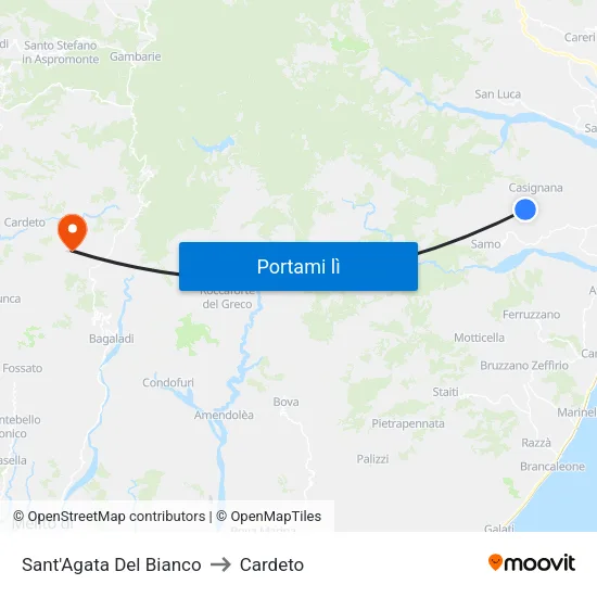 Sant'Agata Del Bianco to Cardeto map