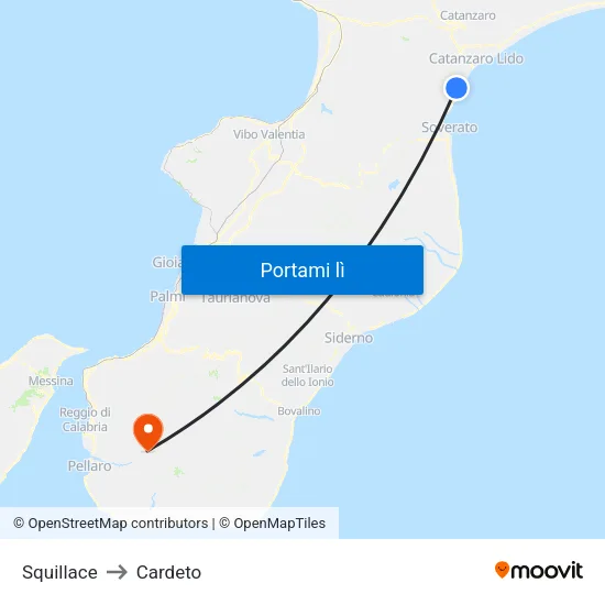 Squillace to Cardeto map