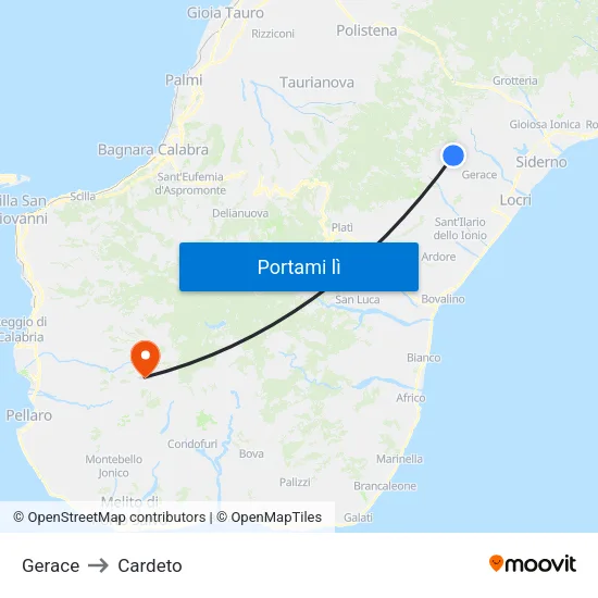 Gerace to Cardeto map