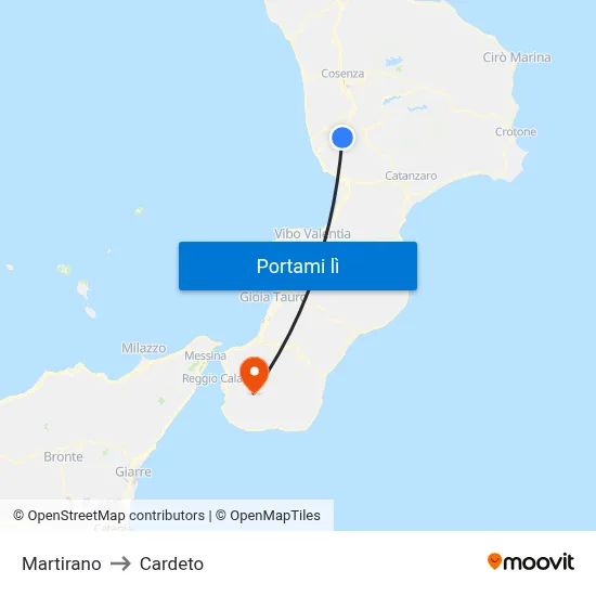 Martirano to Cardeto map