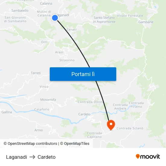 Laganadi to Cardeto map