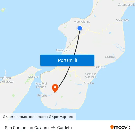 San Costantino Calabro to Cardeto map