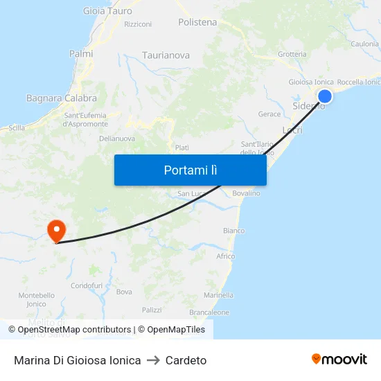 Marina Di Gioiosa Ionica to Cardeto map