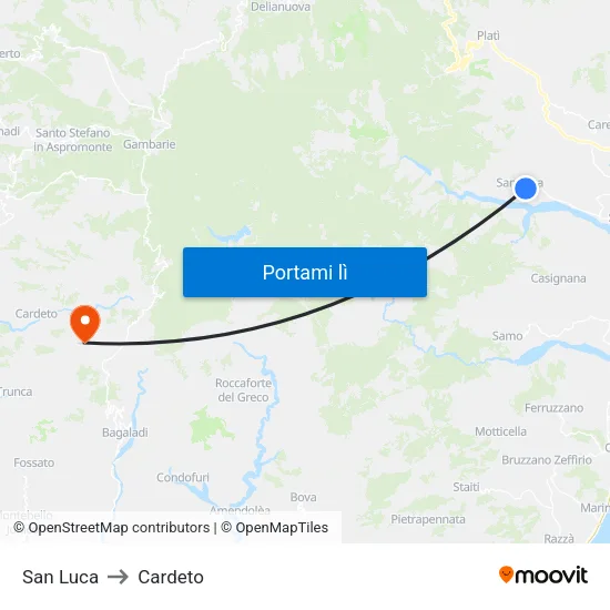 San Luca to Cardeto map
