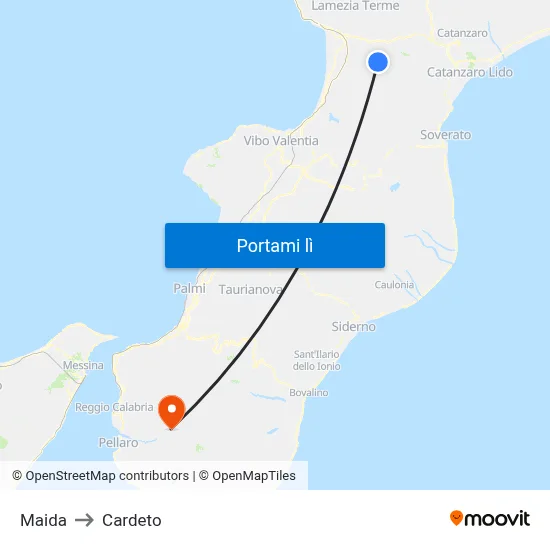 Maida to Cardeto map