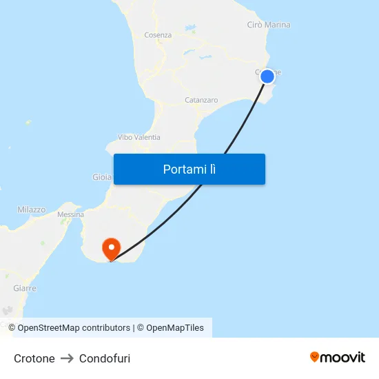 Crotone to Condofuri map