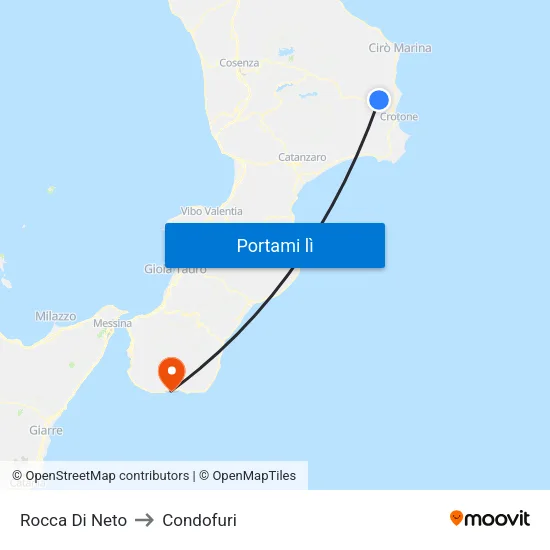 Rocca Di Neto to Condofuri map