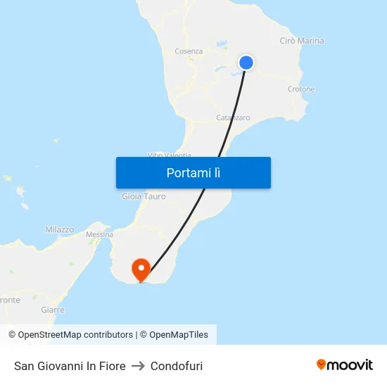 San Giovanni In Fiore to Condofuri map