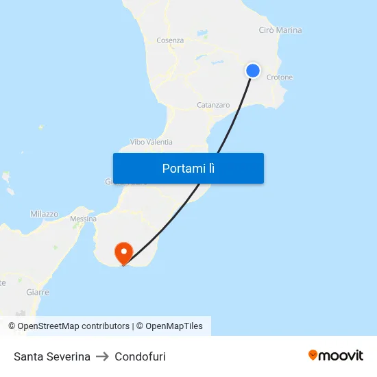 Santa Severina to Condofuri map