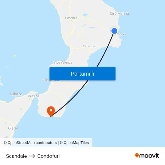 Scandale to Condofuri map
