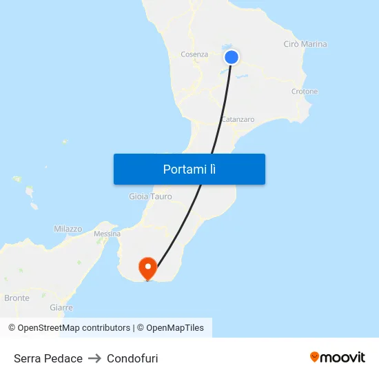 Serra Pedace to Condofuri map