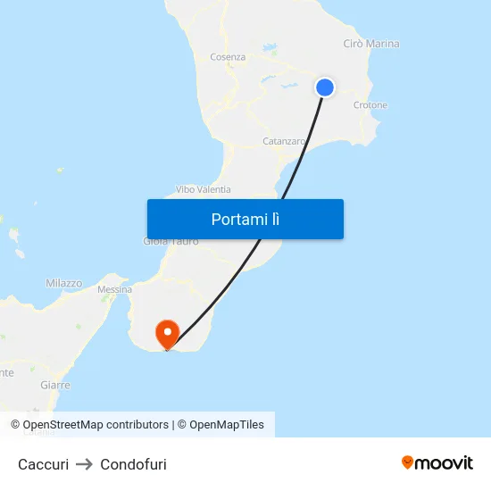 Caccuri to Condofuri map