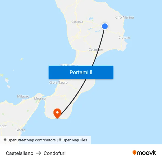 Castelsilano to Condofuri map