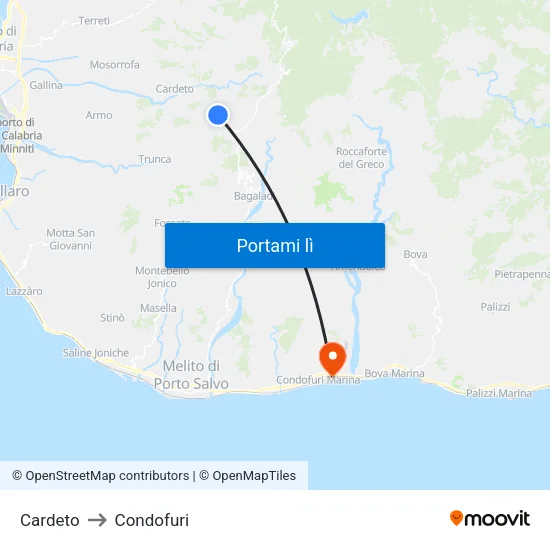 Cardeto to Condofuri map