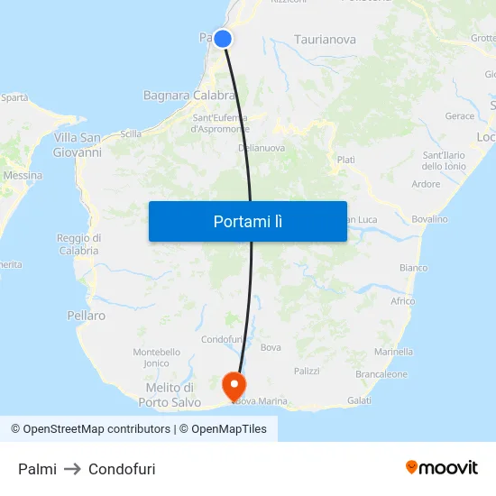 Palmi to Condofuri map