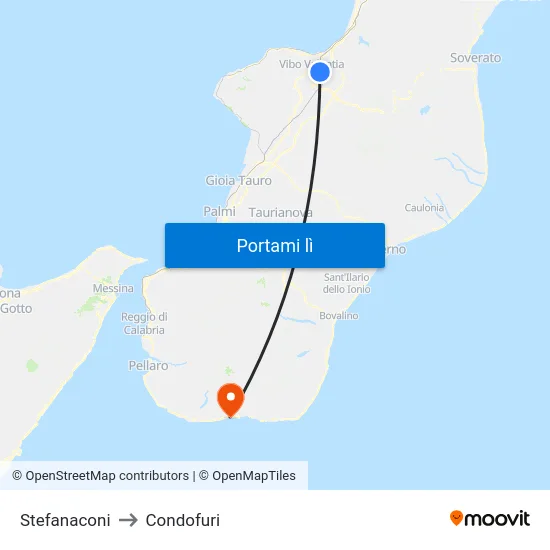 Stefanaconi to Condofuri map