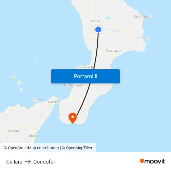 Cellara to Condofuri map