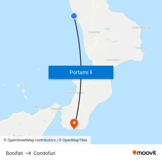 Bonifati to Condofuri map