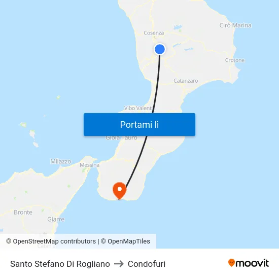 Santo Stefano Di Rogliano to Condofuri map