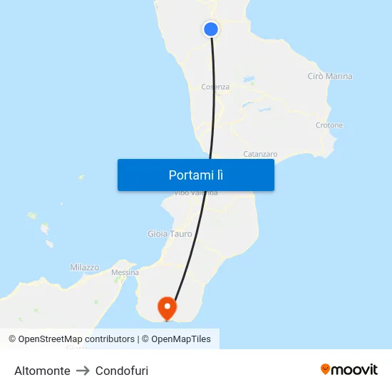 Altomonte to Condofuri map