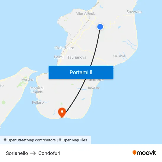 Sorianello to Condofuri map