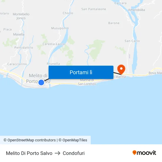 Melito Di Porto Salvo to Condofuri map