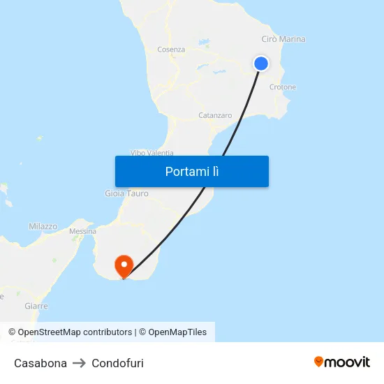Casabona to Condofuri map