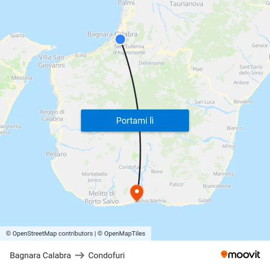 Bagnara Calabra to Condofuri map