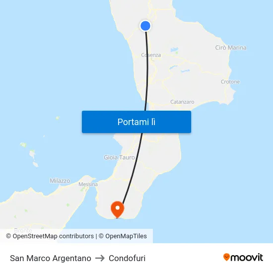 San Marco Argentano to Condofuri map